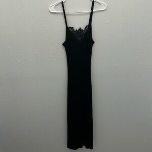 JONATHAN SIMKHAI Cashmere Black Ribbed Strap Maxi Dress in XS